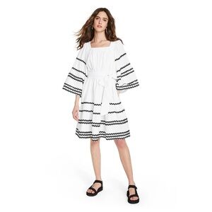 Lisa Marie Fernandez x Target Ric Rac White Linen-Blend Mini Dress Womens Medium